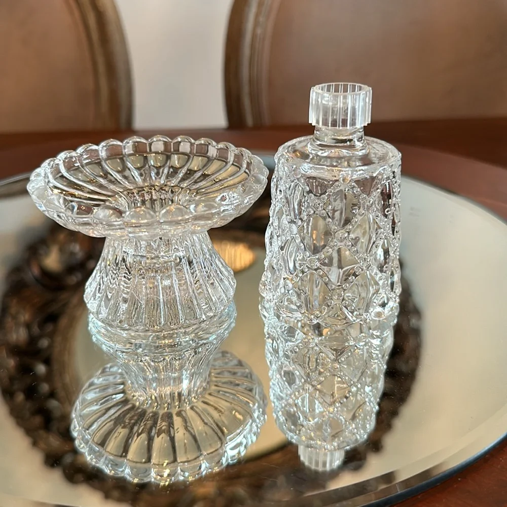 PartyLite 2 piece Quilted Diamond Pattern Votive Holder